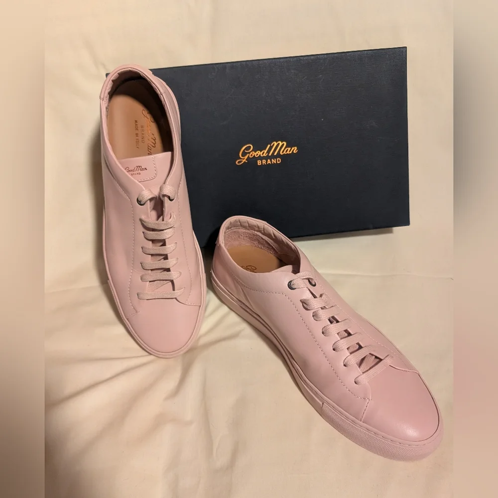 GOOD MAN BRAND Pink Italian Leather Sneakers Men's 12 - Picture 2 of 8